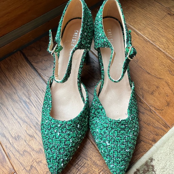CHELSEA CREW green tweed high heels - Picture 5 of 6